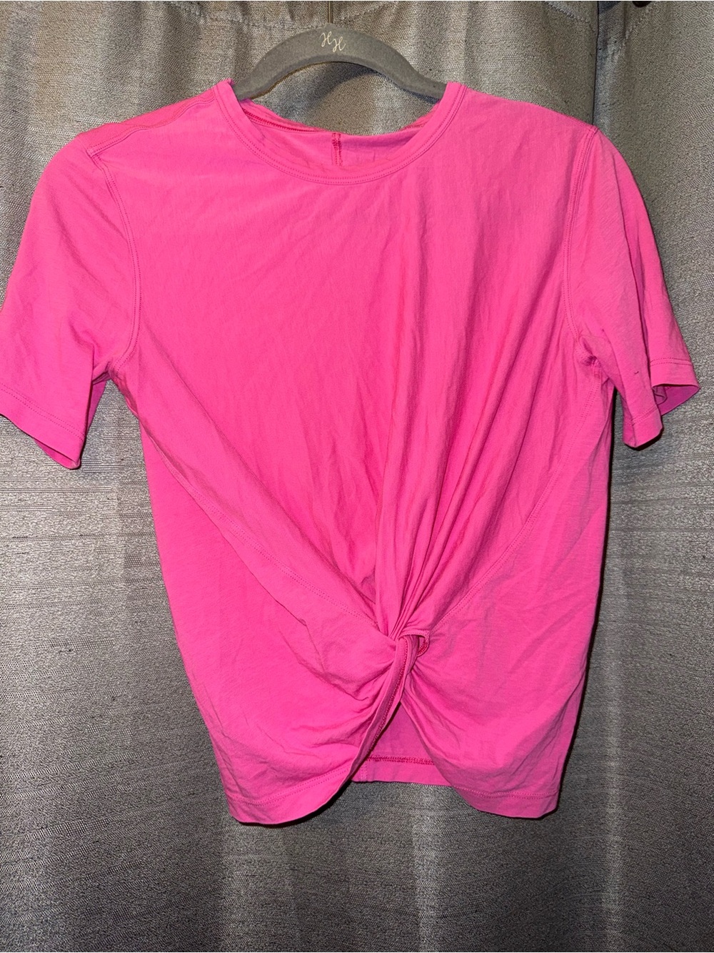 lululemon athletica Hot Pink Knot-Front Short Sleeve Top